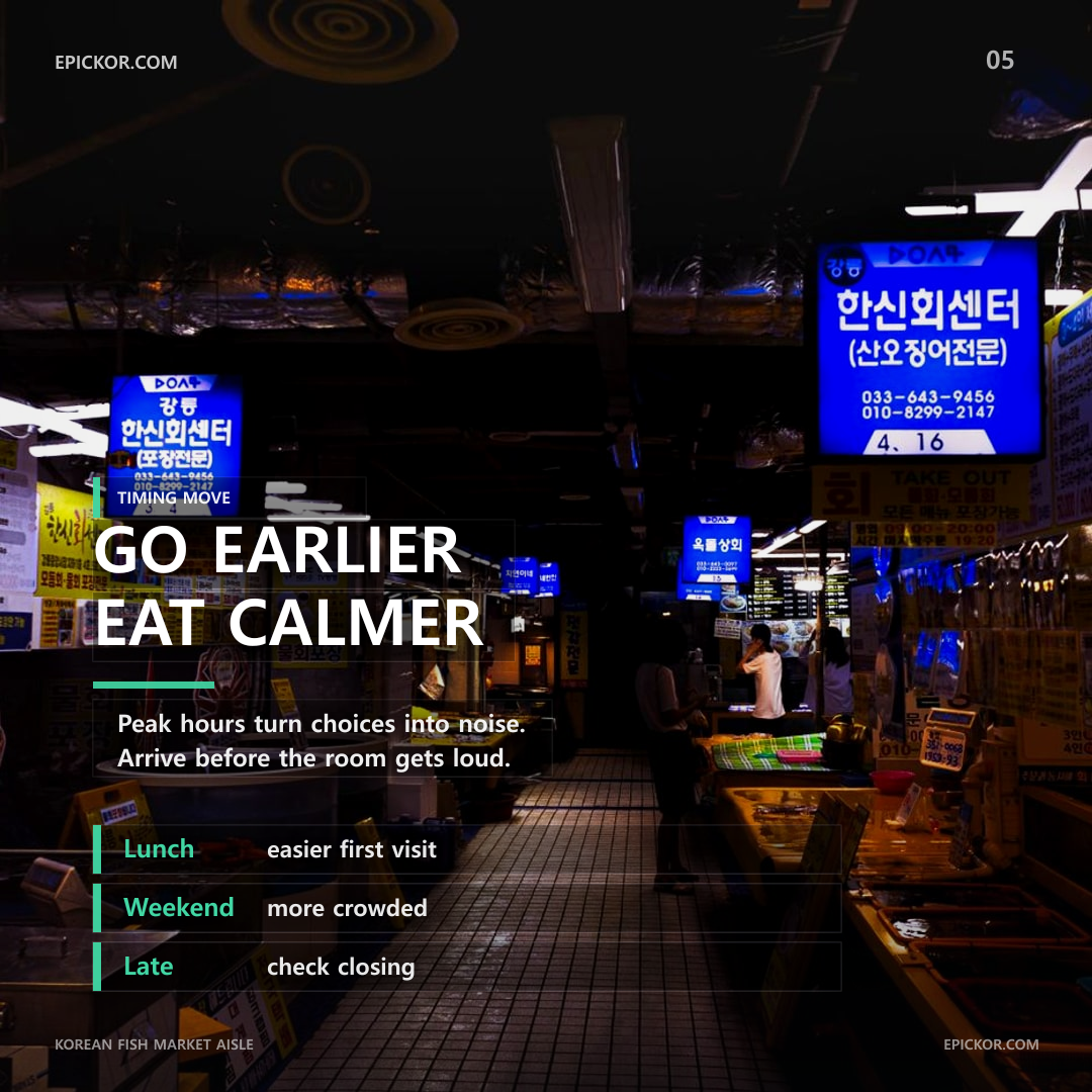 Korean fish market aisle