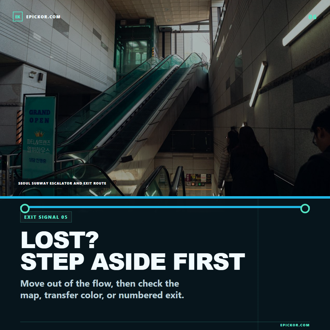 Seoul subway escalator and exit route