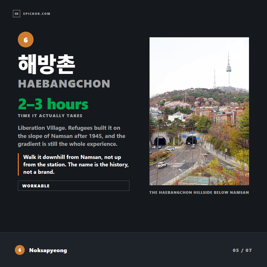 The Haebangchon hillside below Namsan
