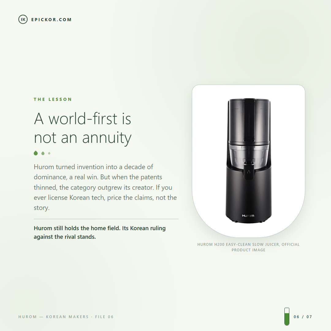 Hurom H200 easy-clean slow juicer, official product image