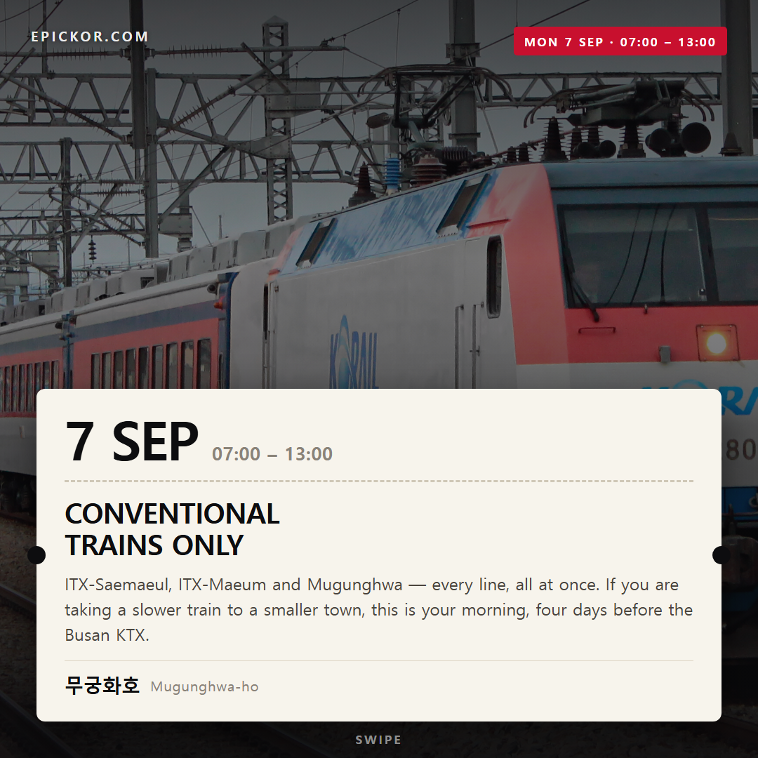Mugunghwa-ho consist behind Korail locomotive 8280
