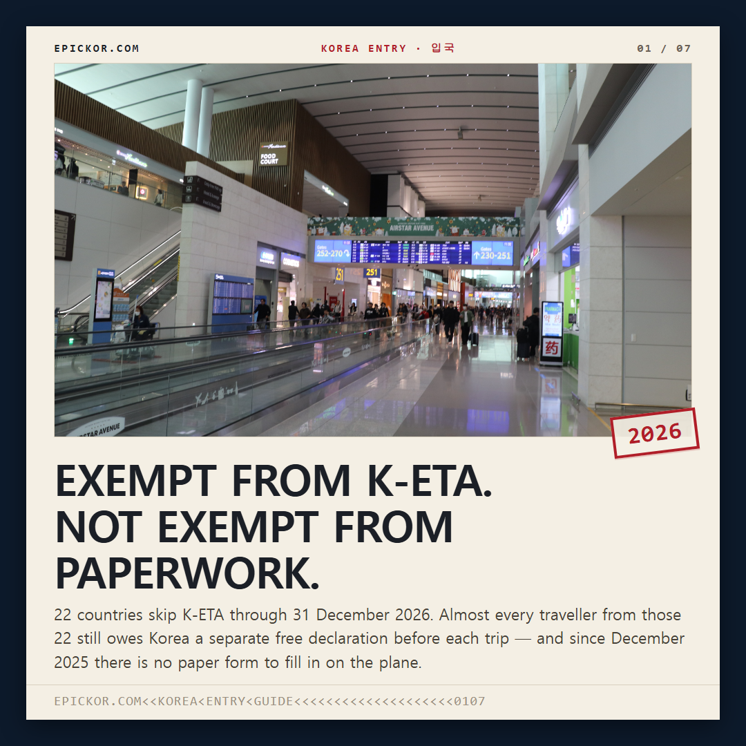 Korea e-Arrival Card vs K-ETA: 22 Countries Are Exempt, and the Paid One Cancels the Free One cover