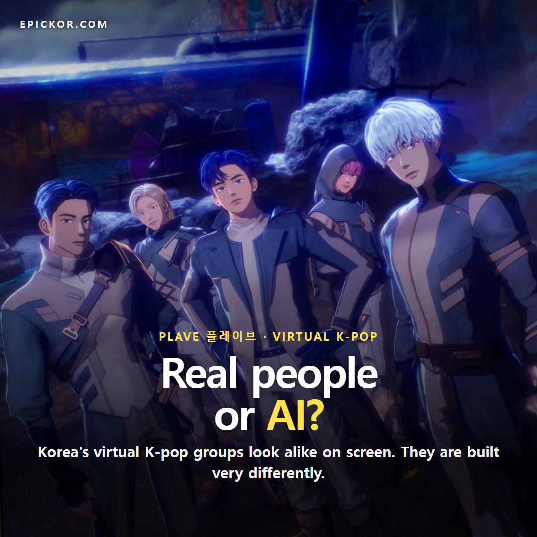 Virtual K-pop groups: real people vs AI (PLAVE, Isegye Idol, MAVE:, Eternity) guide cover