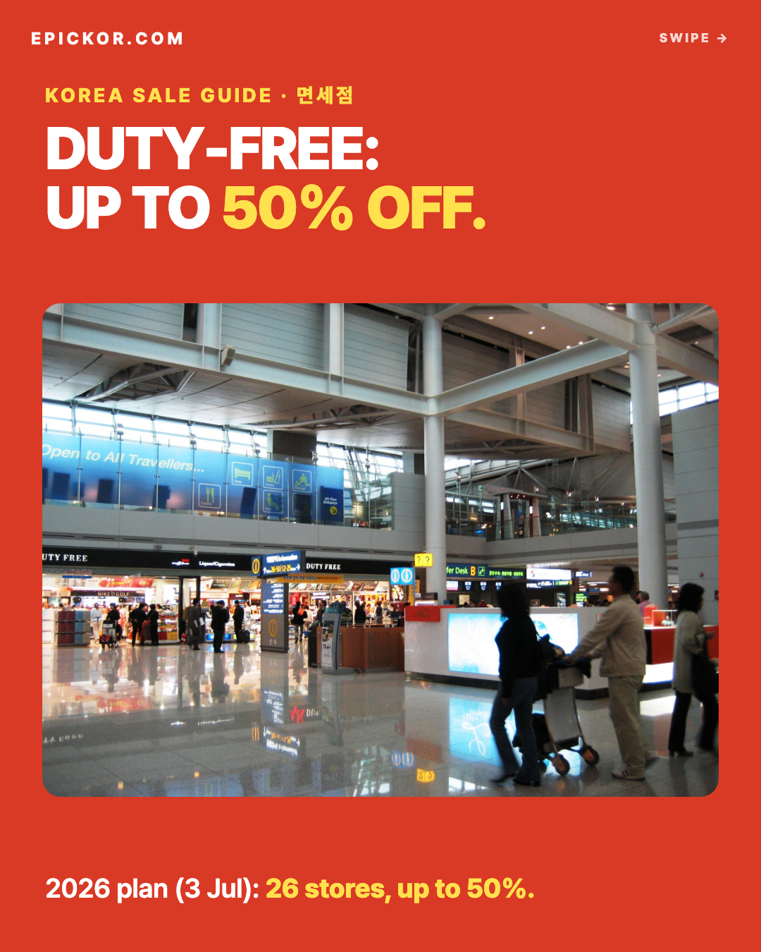 The duty-free shopping area in the boarding lobby of Incheon International Airport, travellers with luggage trolleys walking past the shops (2006)