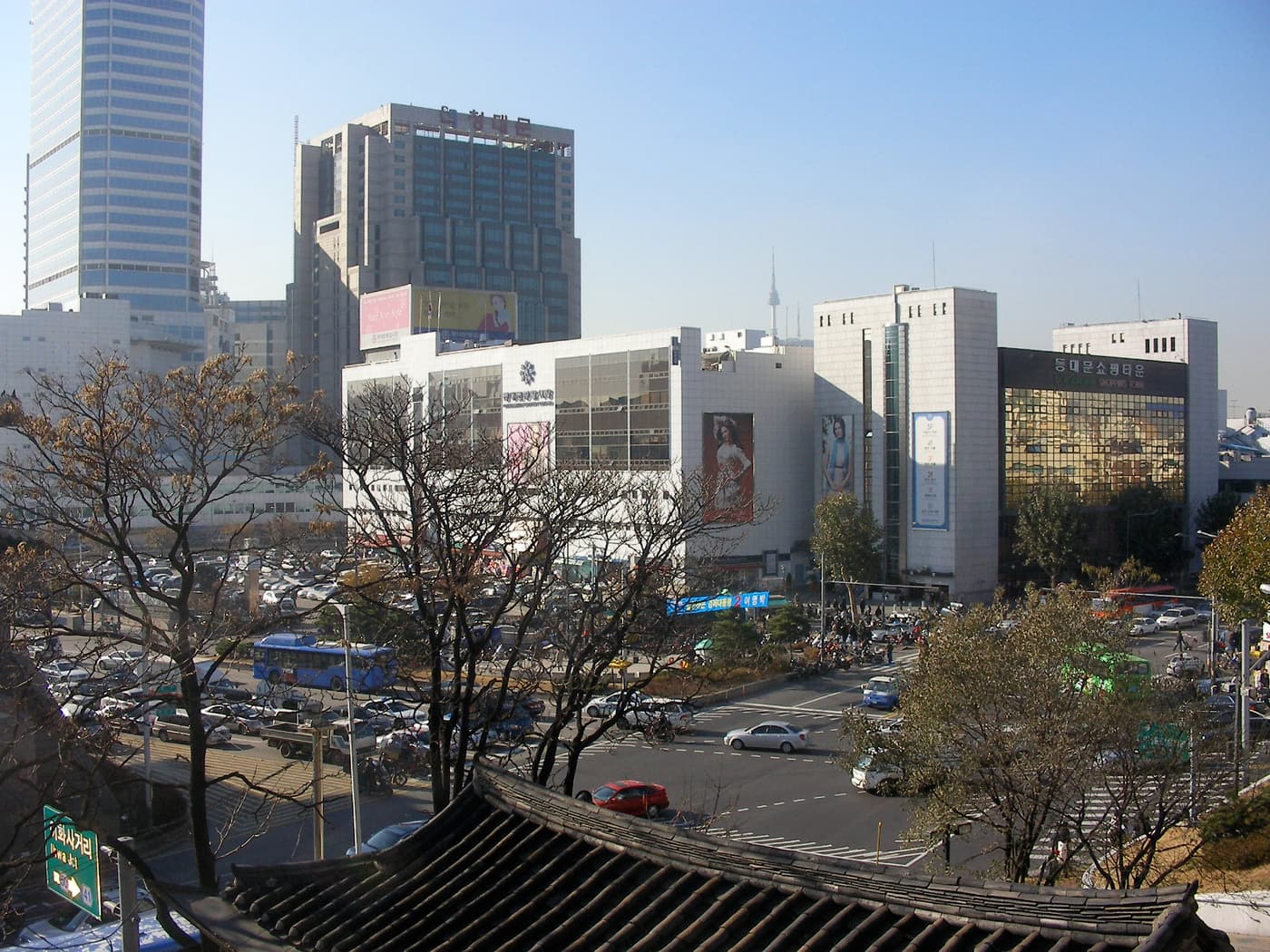 Dongdaemun's cluster of large wholesale fashion malls and shopping towers in Seoul.