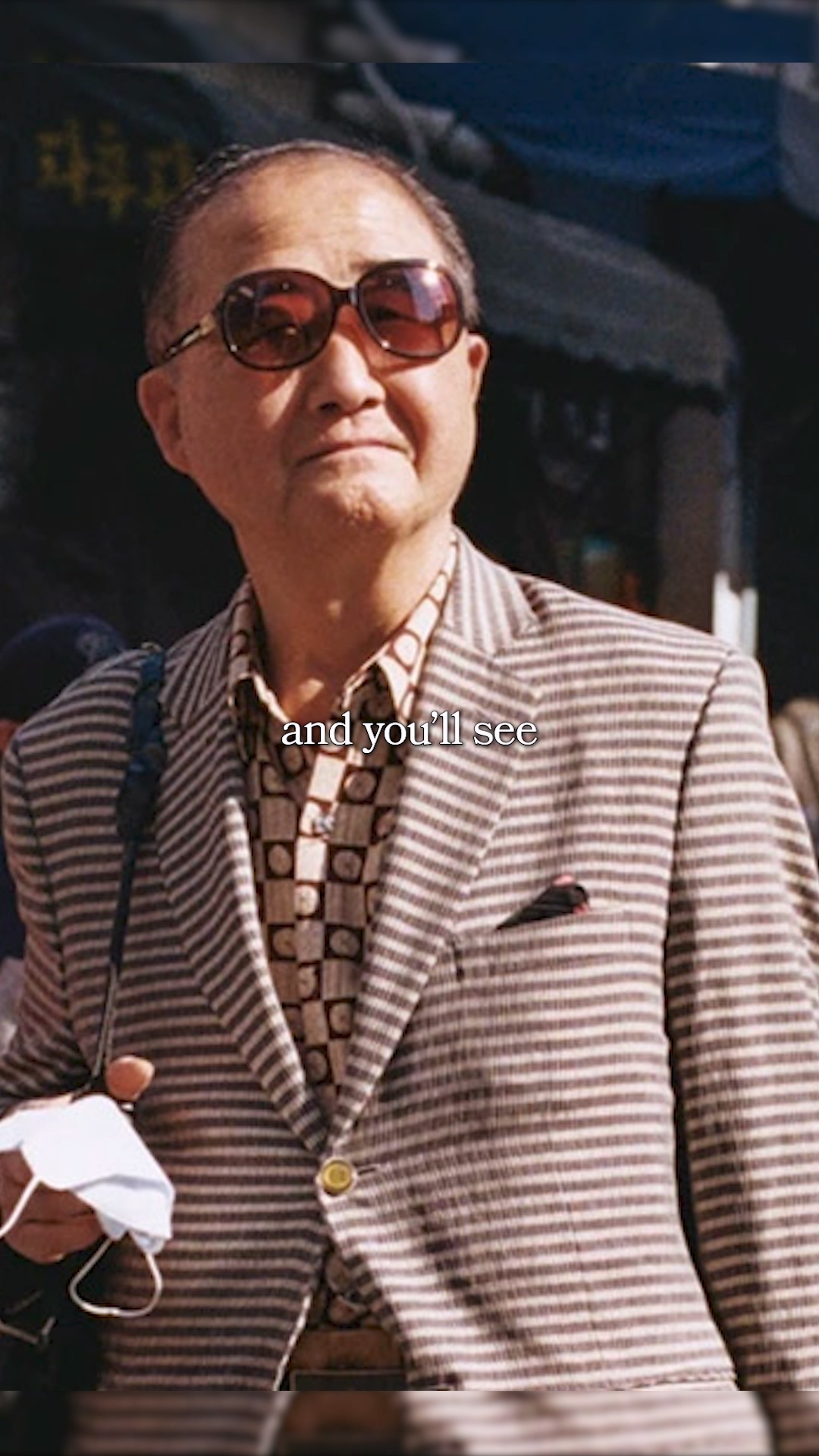 A professional fashion shoot featuring a senior Korean model