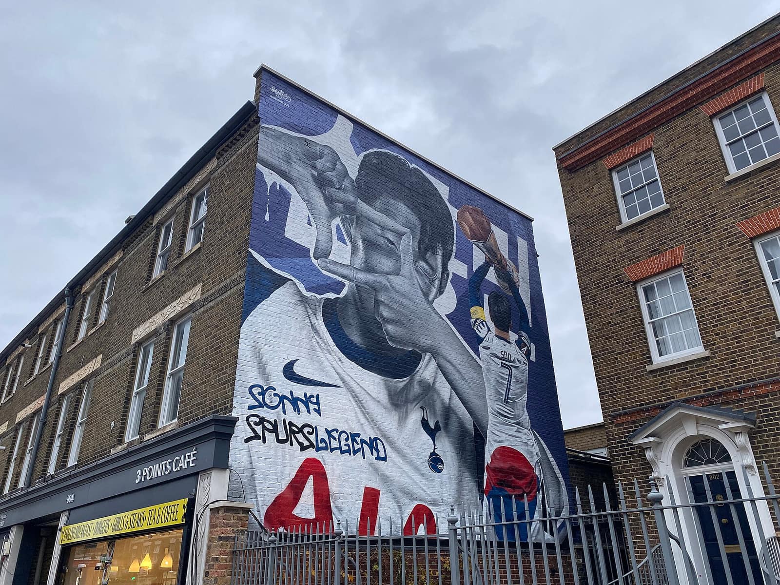 A mural celebrating Son Heung-min near Tottenham Hotspur Stadium.