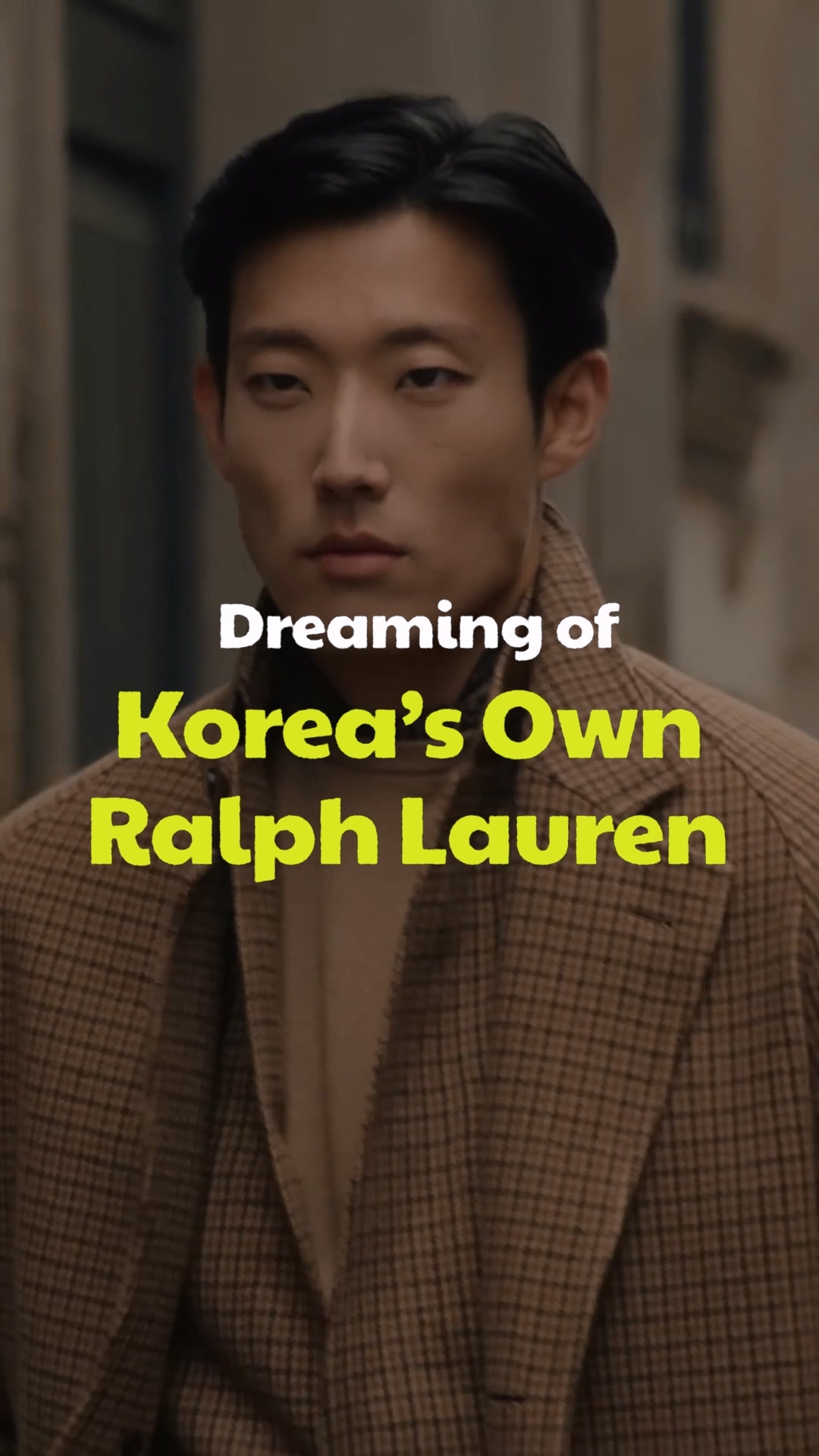 Model wearing a signature Wooyoungmi oversized blazer