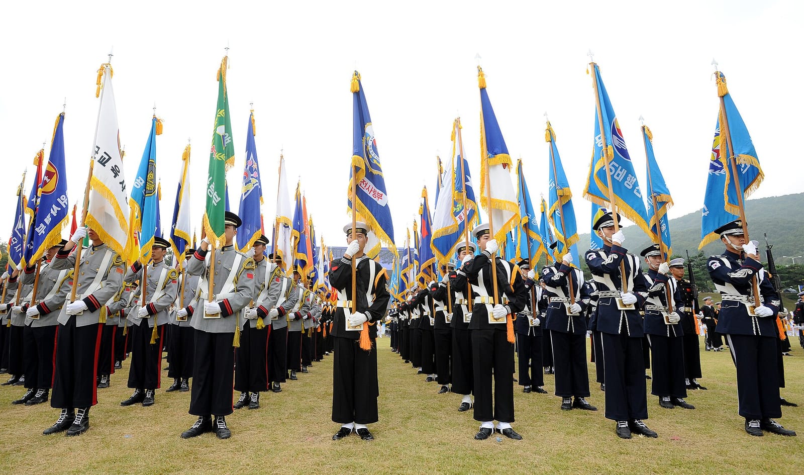 A color guard at a Republic of Korea Armed Forces Day ceremony.