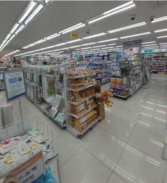 Beauty and household aisles inside Daiso Myeongdong