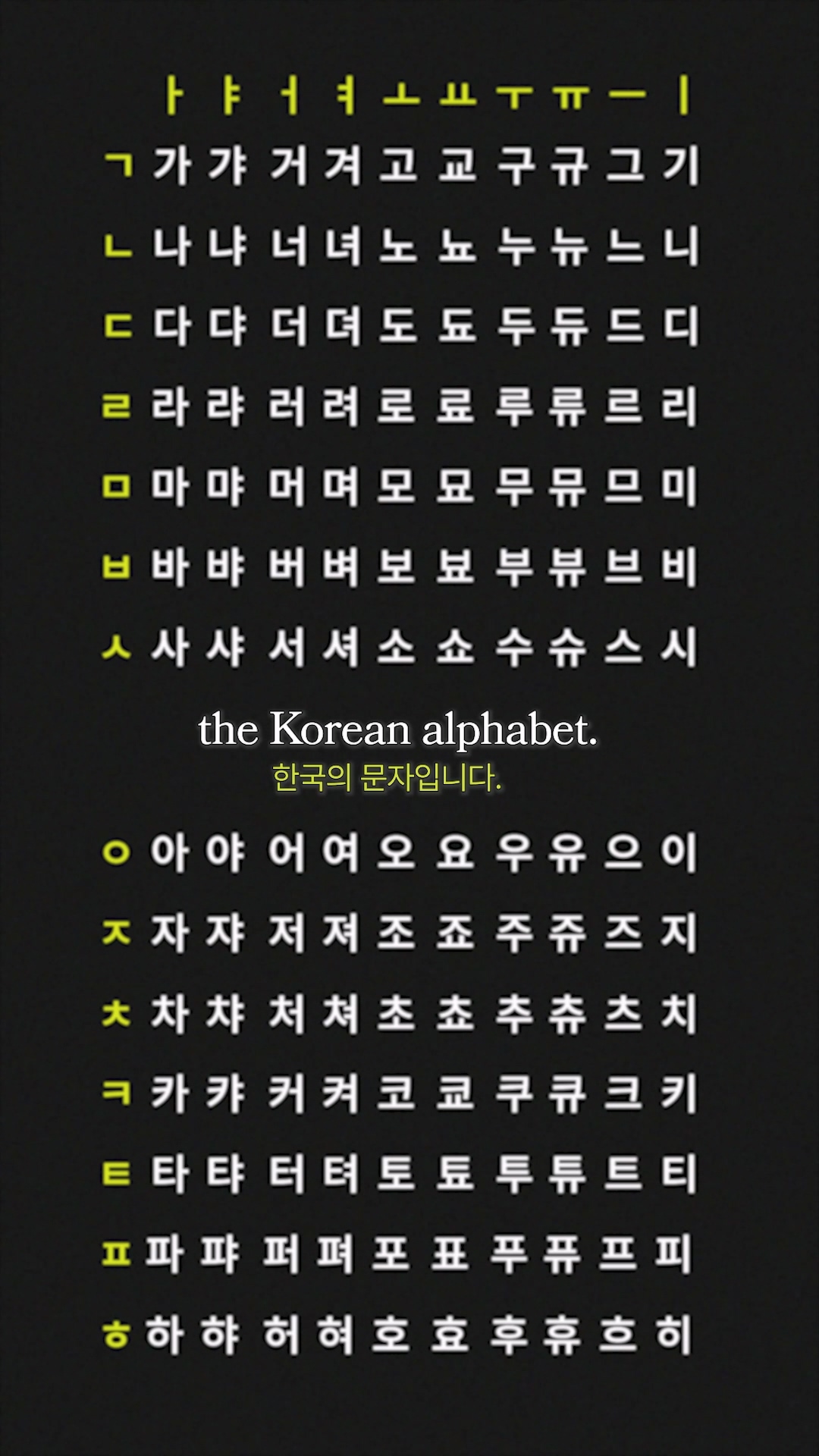 A person wearing a t-shirt with aesthetic Hangeul typography