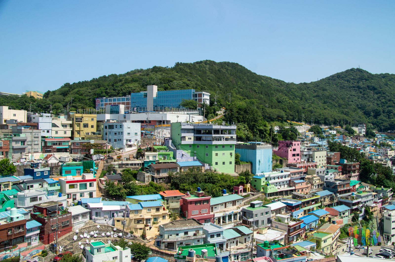 Colorful hillside houses of Gamcheon Culture Village in Busan.