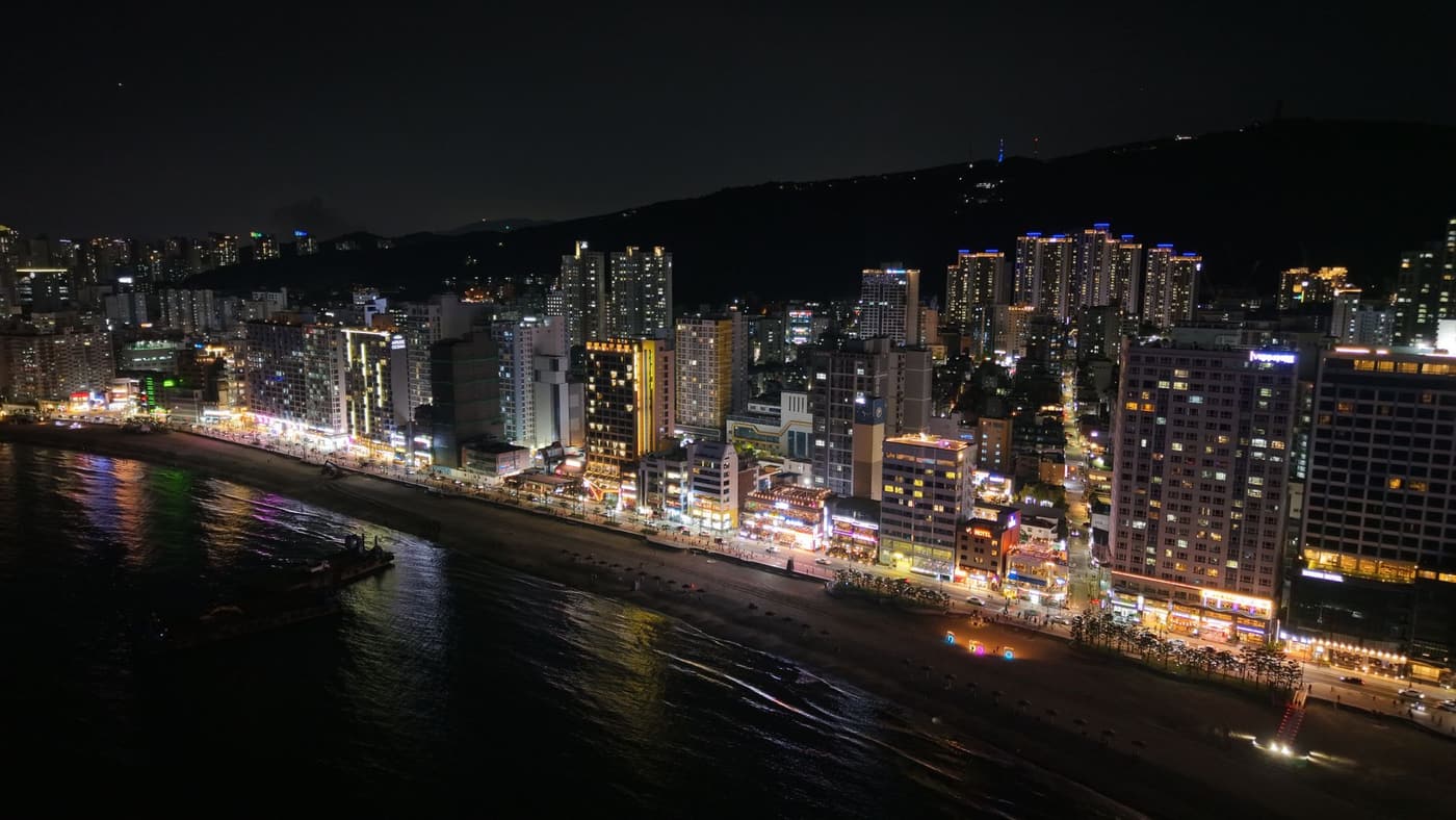 Busan skyline and coastline at night