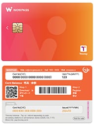 The official WOWPASS card showing its prepaid-payment and transit-card sides