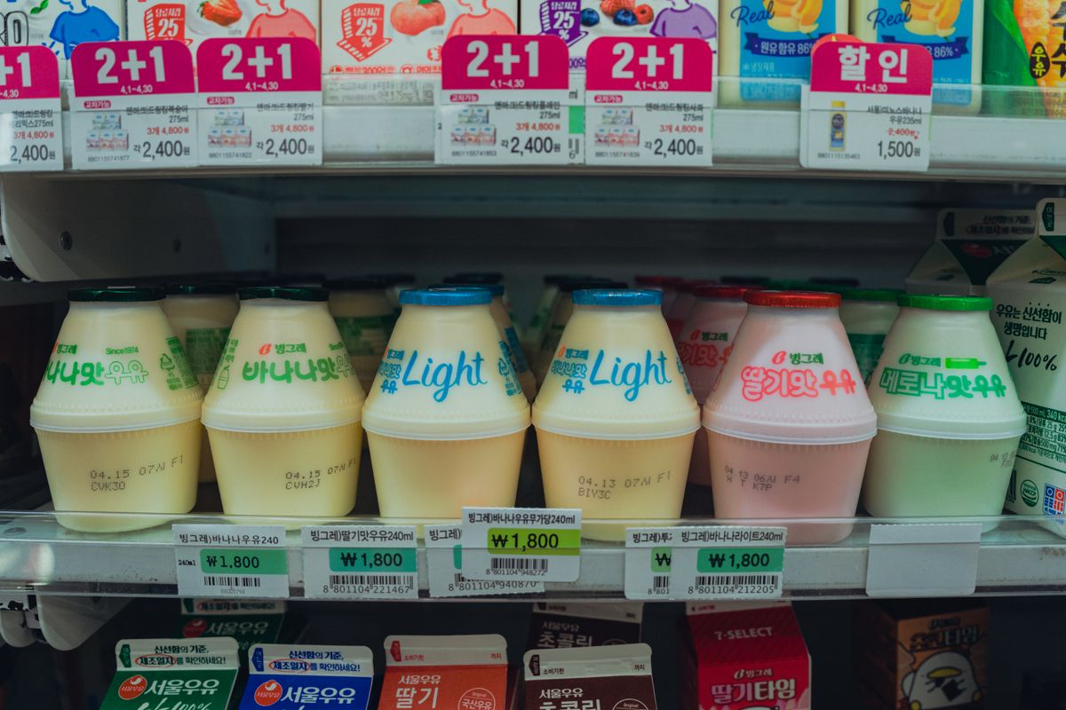 A Korean convenience store drink fridge in Seoul, showing how everyday shopping can become part of travel discovery.