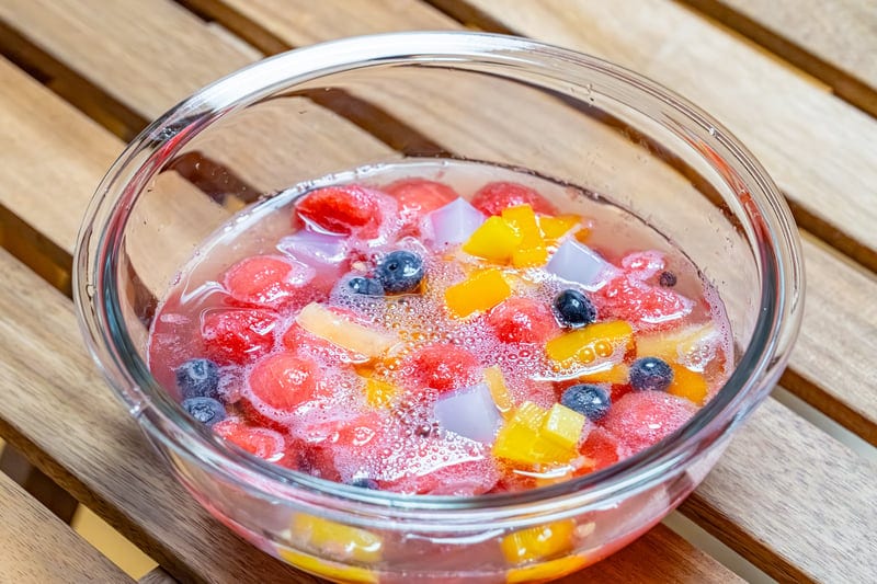 A bowl of Korean watermelon hwachae.