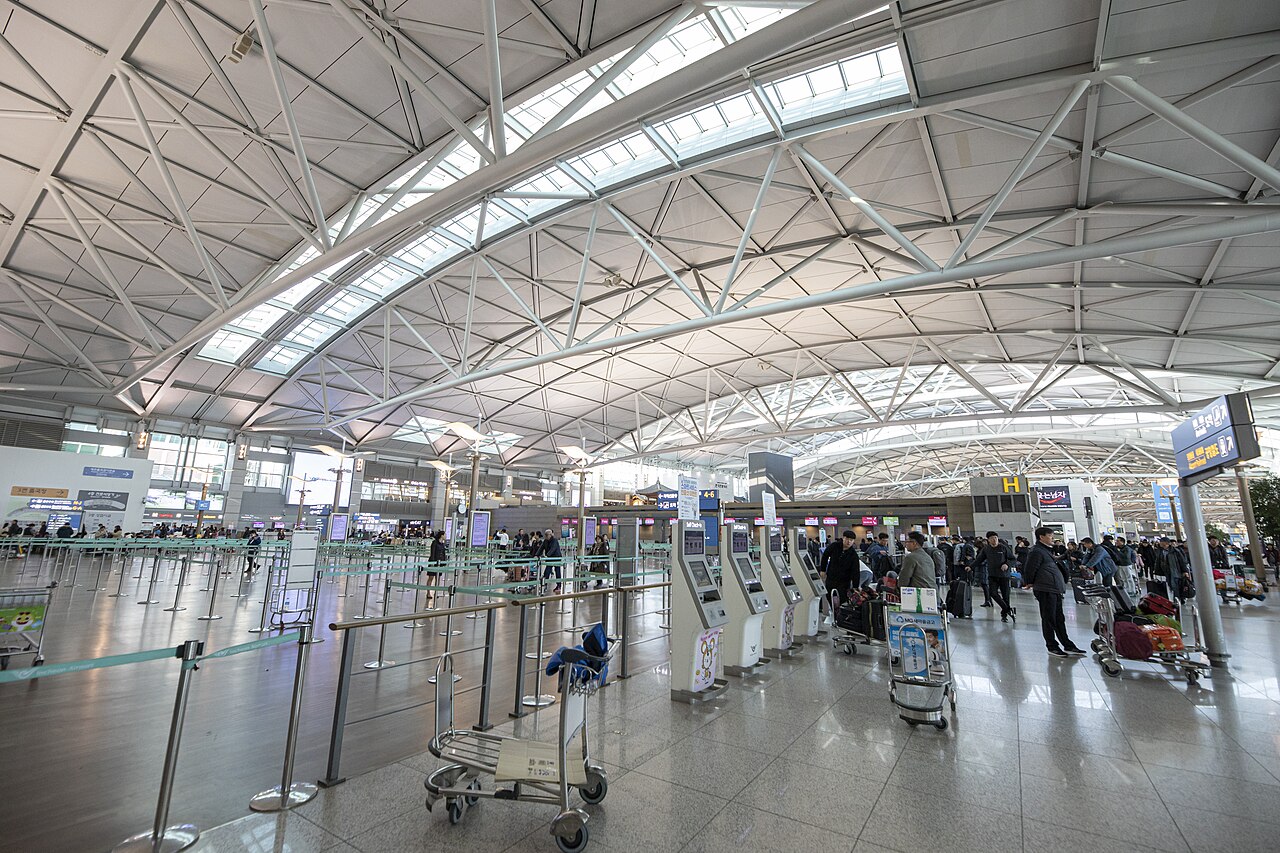 A departure area inside Incheon International Airport Terminal 1.
