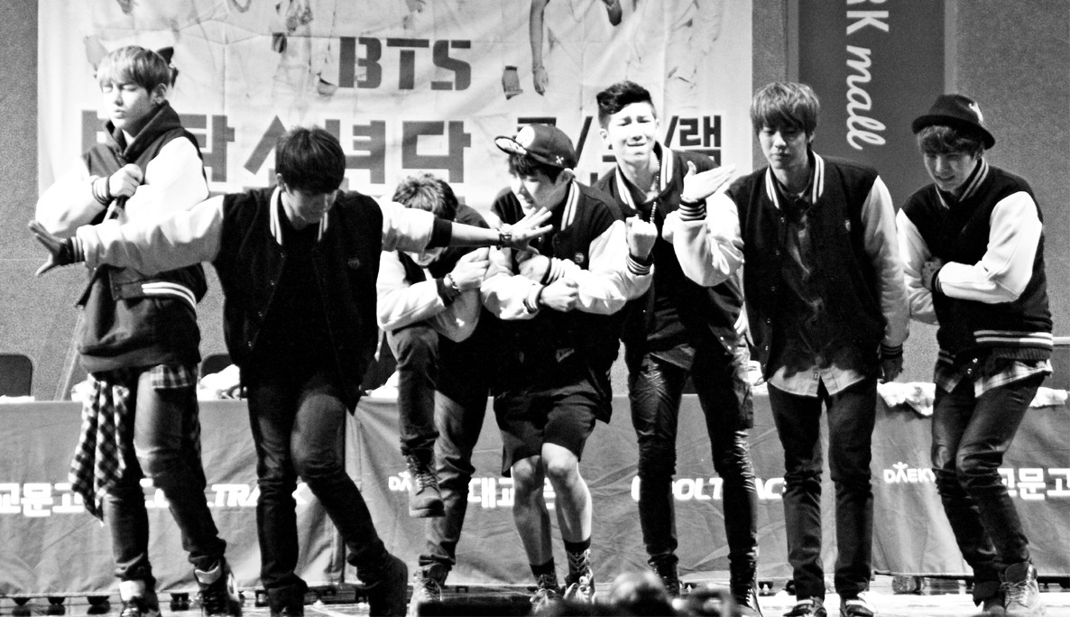 BTS members at a fansigning event in Yongsan, October 2013, shortly after debut.